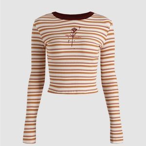 Cider red/white stripe long sleeve